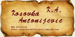 Kosovka Antonijević vizit kartica